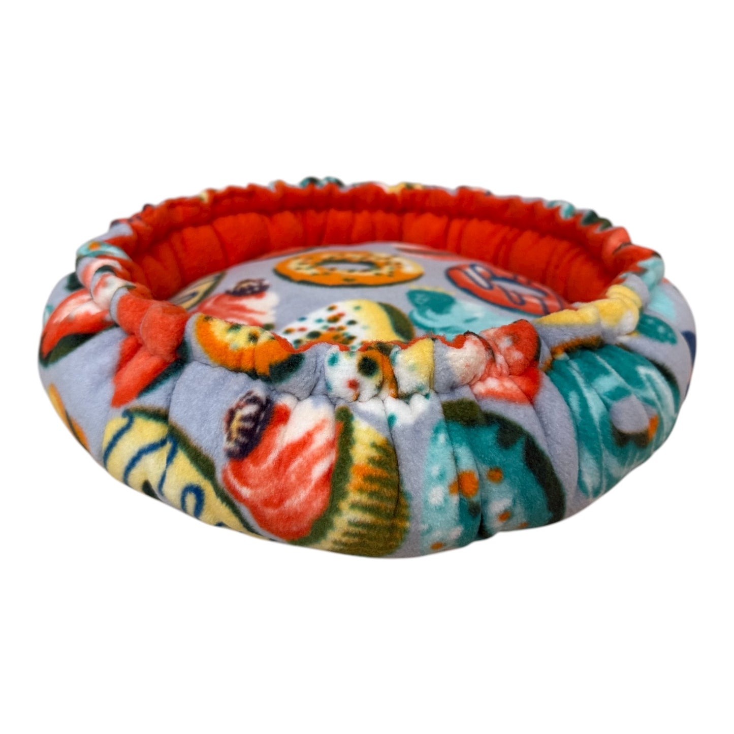 Flisinis guolis „Pufas“ jūrų kiaulytei | Oranžinis su raštu