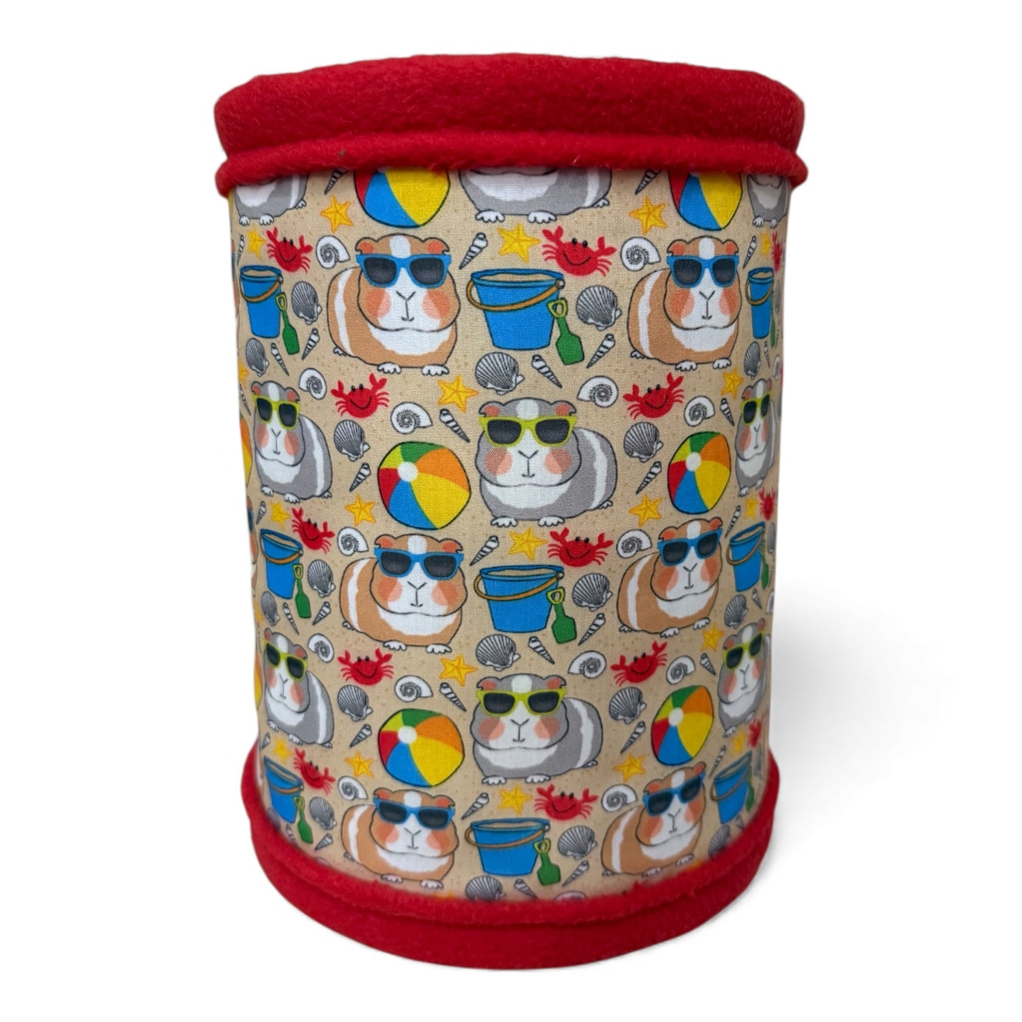 Flisinis tuneliukas jūrų kiaulytei – raudonas su kiaulytėm