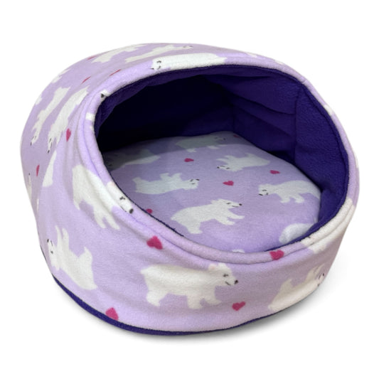 Karieta – flisinis guolis jūrų kiaulytei, violetinis su meškom