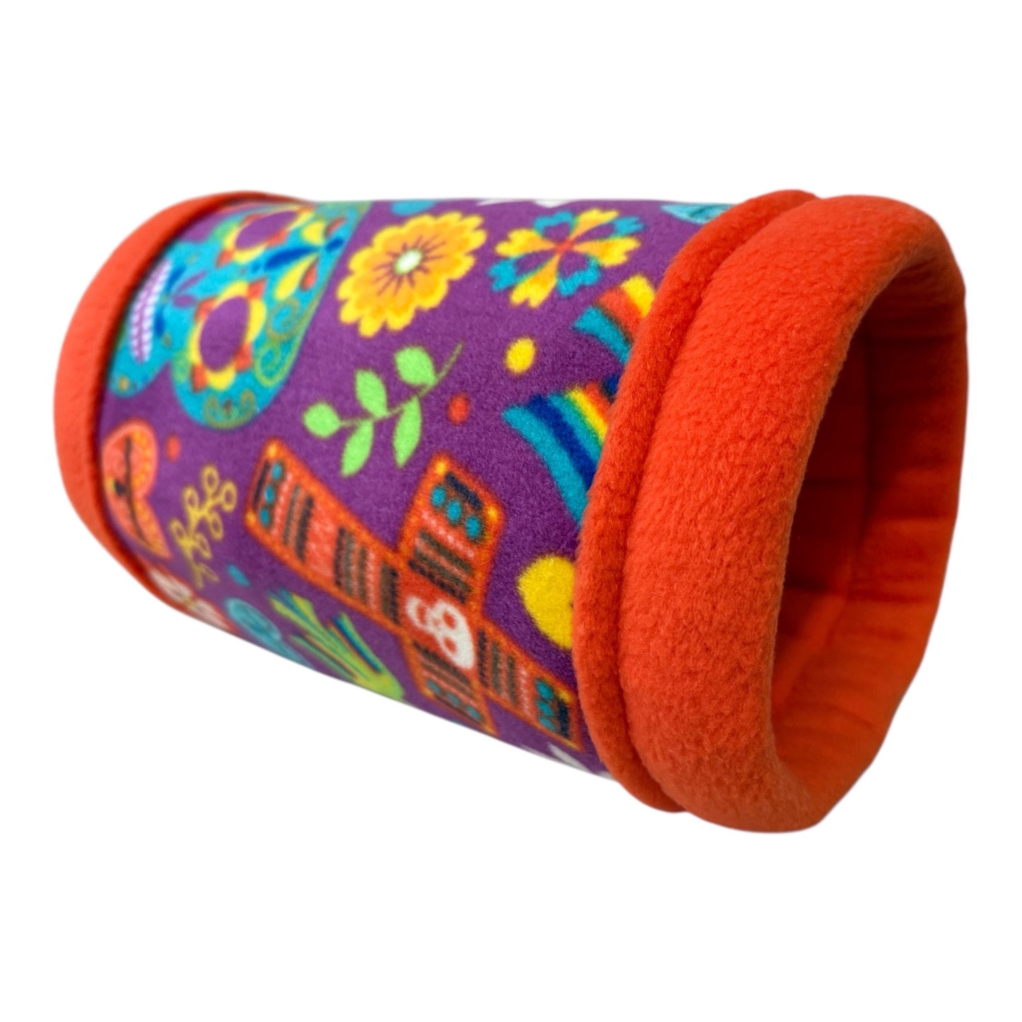 Flisinis tuneliukas jūrų kiaulytei – oranžinis su meksikietišku raštu