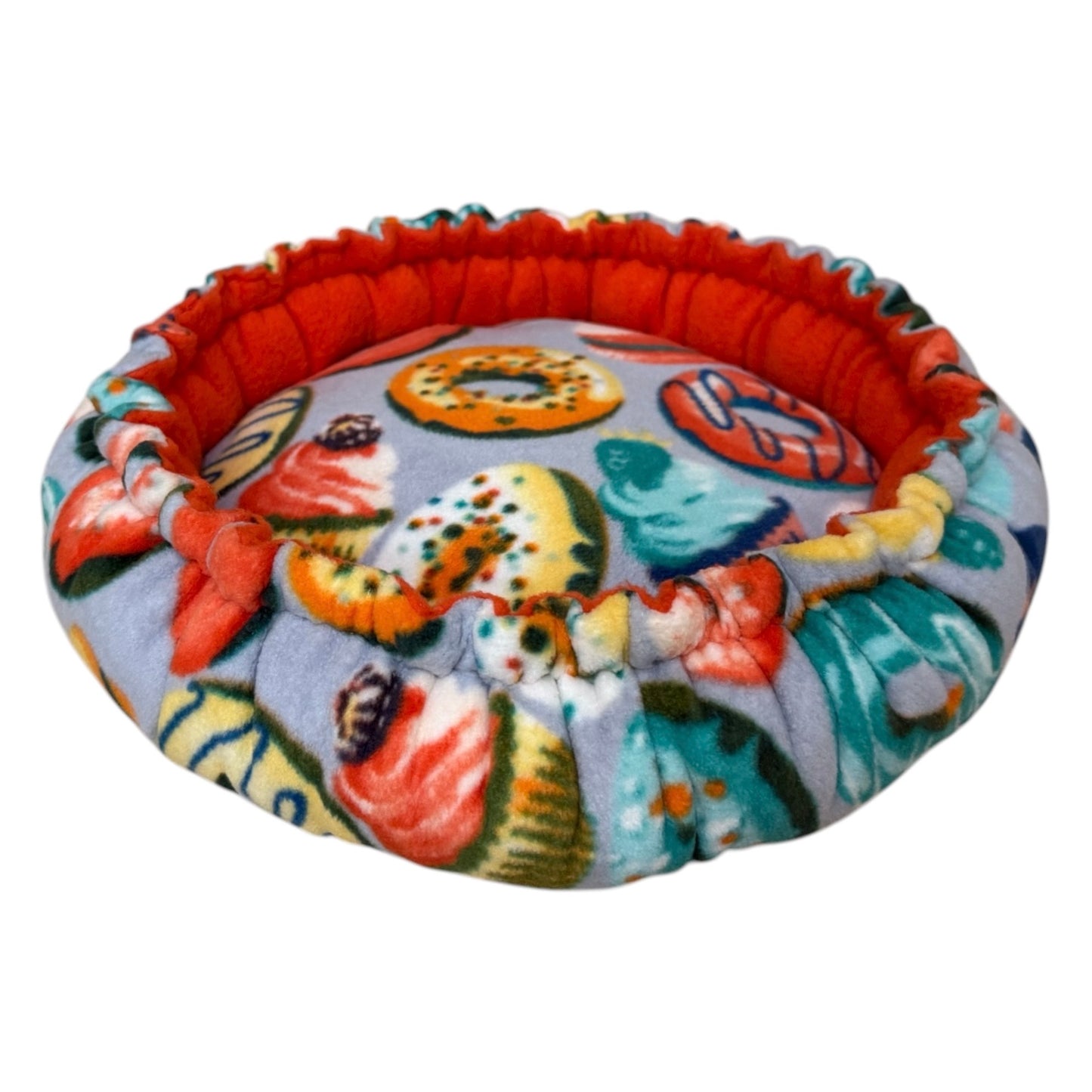 Flisinis guolis „Pufas“ jūrų kiaulytei | Oranžinis su raštu