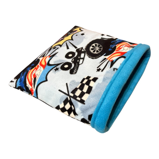 Flisinis guolis–miegmaišis jūrų kiaulytei – mėlynas su mašinom