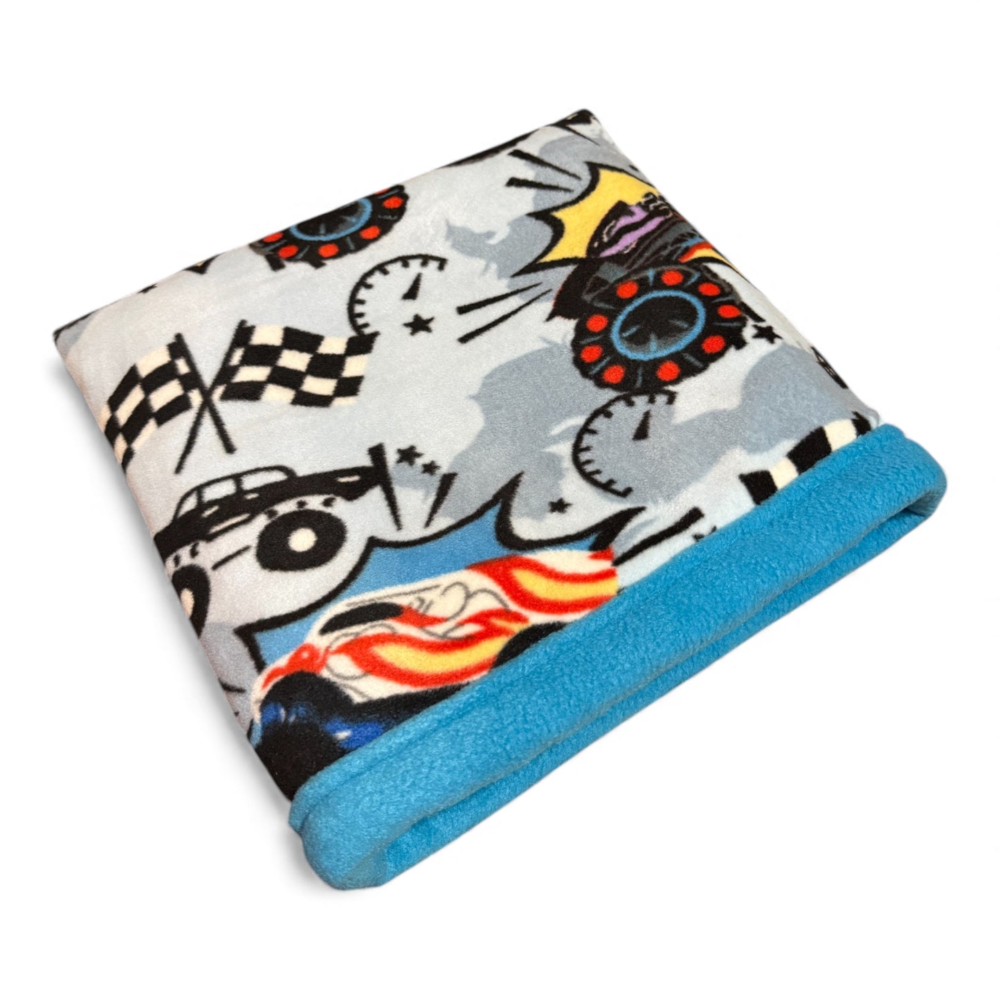 Flisinis guolis–miegmaišis jūrų kiaulytei – mėlynas su mašinom