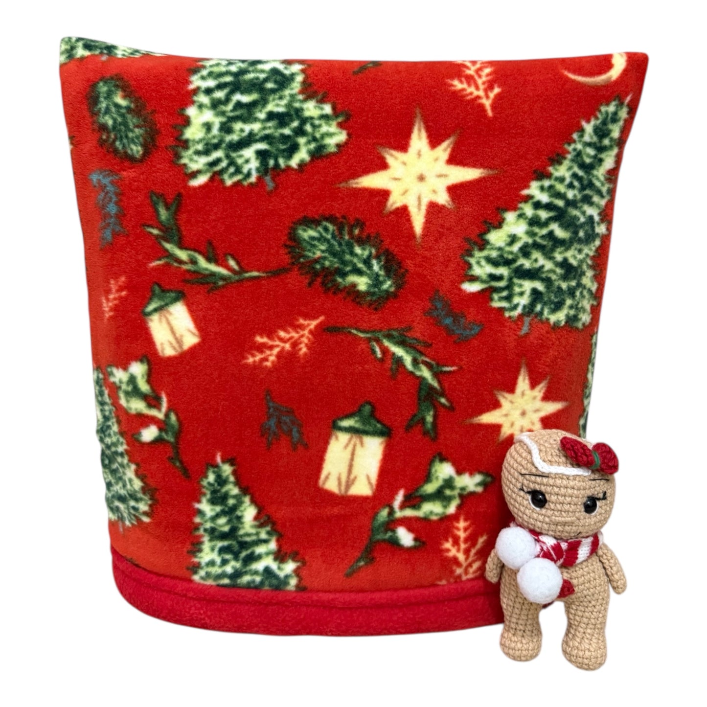 Kalėdinis jūrų kiaulyčių guolių komplektas „Eglutės“ – tuneliukas, miegmaišis, pagalvėlė