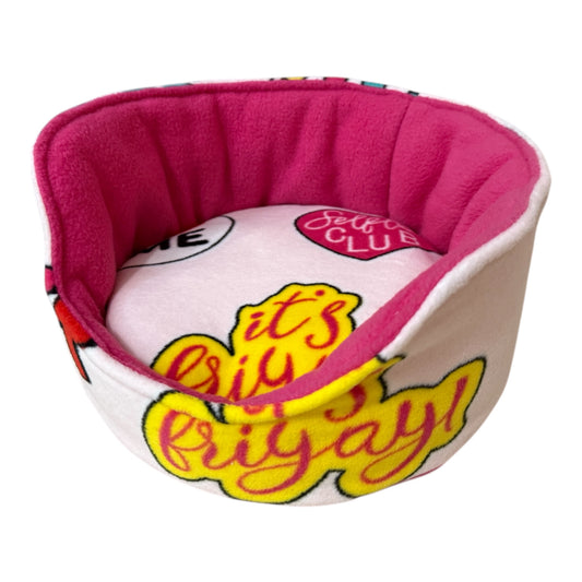 Kutuliukų puodelis – flisinis rankų darbo guolis jūrų kiaulytei su neperšlampamu dugnu