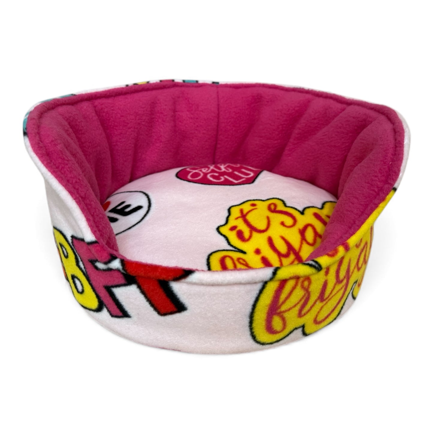 Kutuliukų puodelis – flisinis rankų darbo guolis jūrų kiaulytei su neperšlampamu dugnu