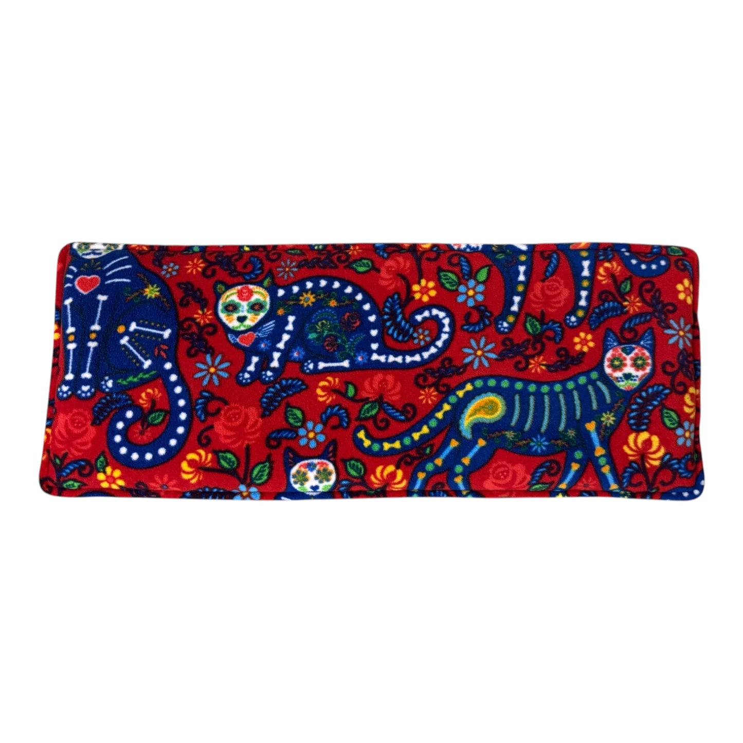 Palangės pagalvėlė katėms – flisinis guolis ant palangės | Raudona su raštu