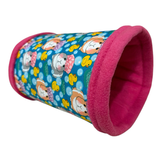 Flisinis tuneliukas jūrų kiaulytei – rožinis su kiaulytėm