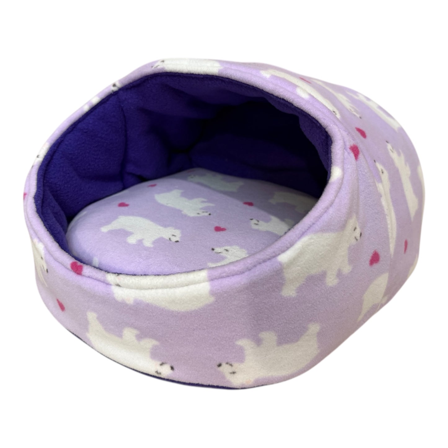 Karieta – flisinis guolis jūrų kiaulytei, violetinis su meškom