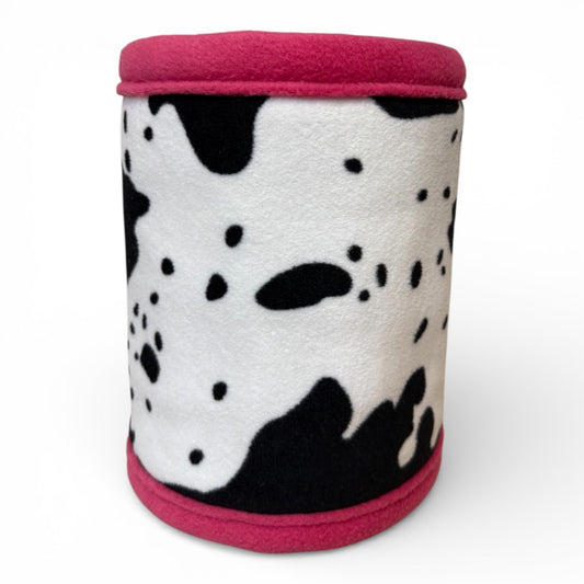 Flisinis tuneliukas jūrų kiaulytei – rožinis su karvės raštu