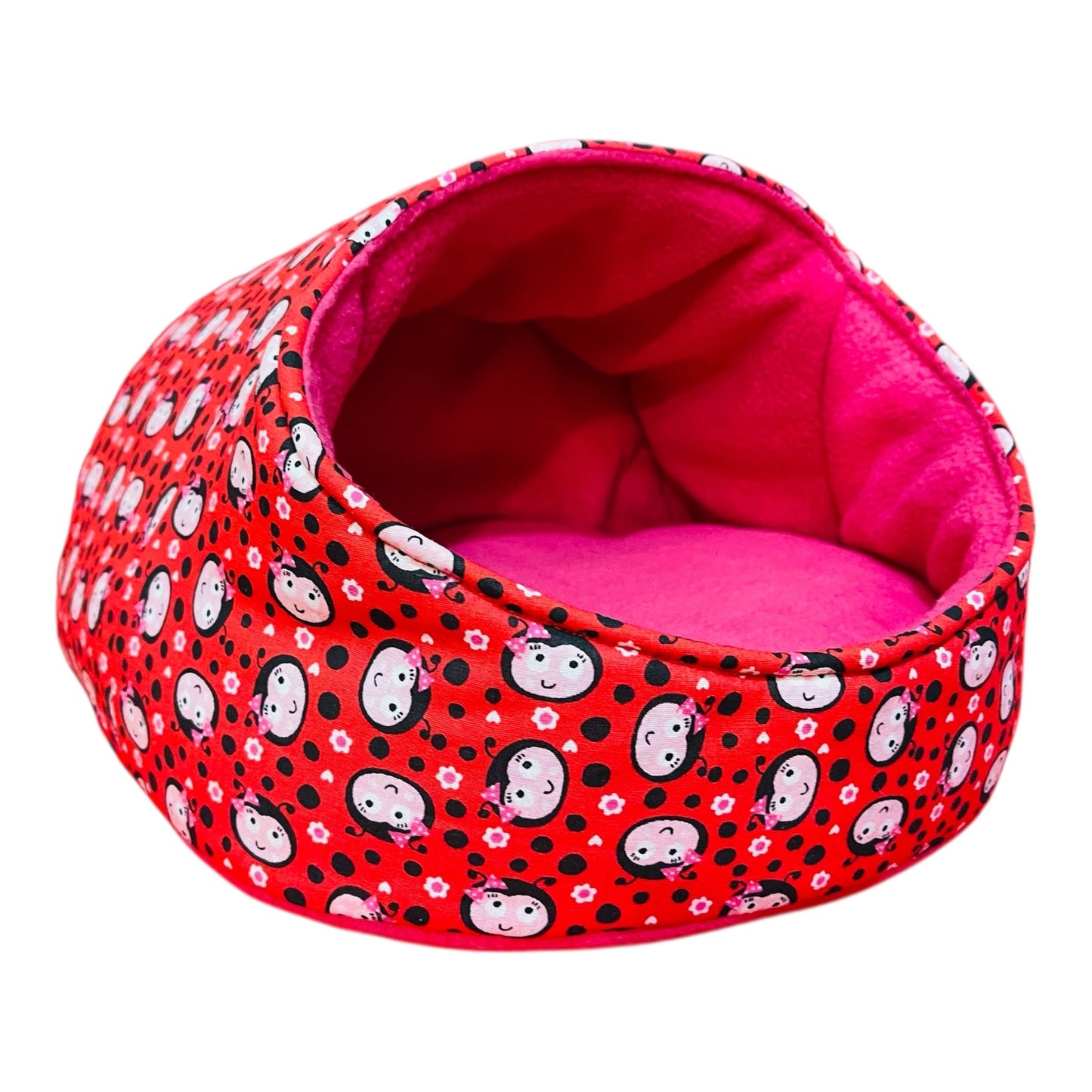 Karieta – flisinis guolis jūrų kiaulytei, raudonas su boružėlėm