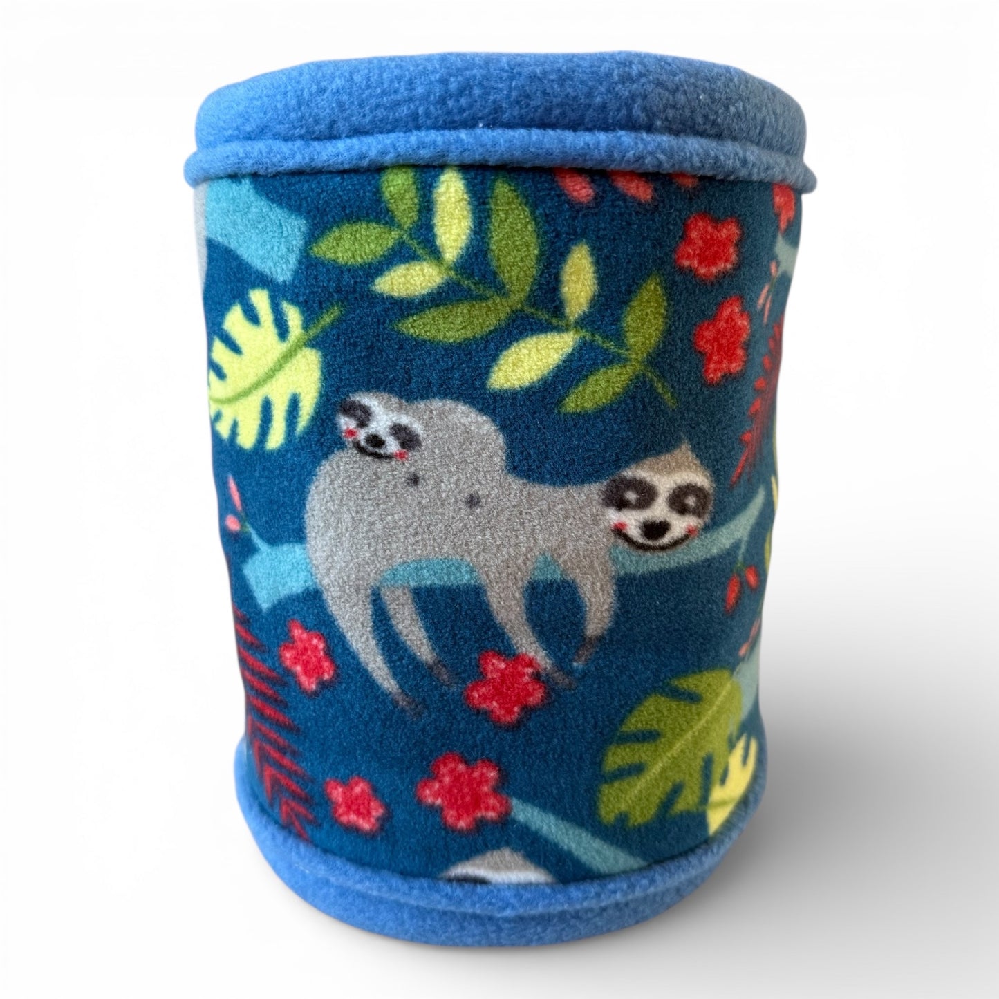 Flisinis tuneliukas jūrų kiaulytei – mėlynas su žaismingu tinginių raštu