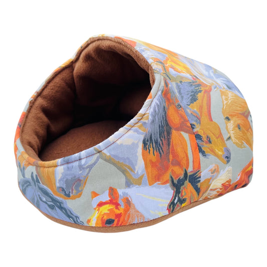 Karieta – flisinis guolis jūrų kiaulytei, rudas su arkliais