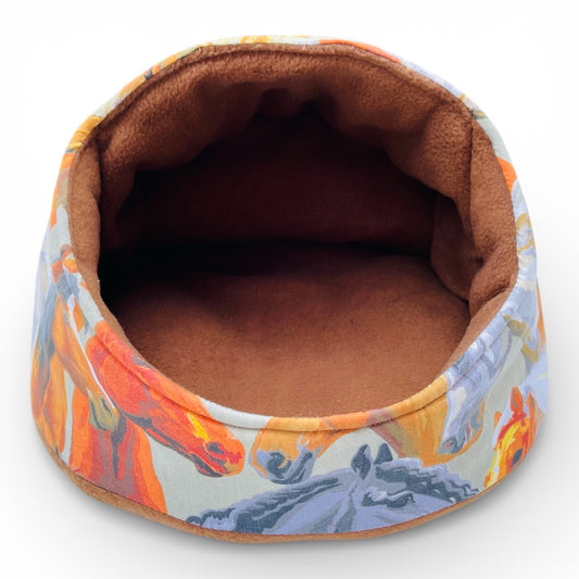 Karieta – flisinis guolis jūrų kiaulytei, rudas su arkliais