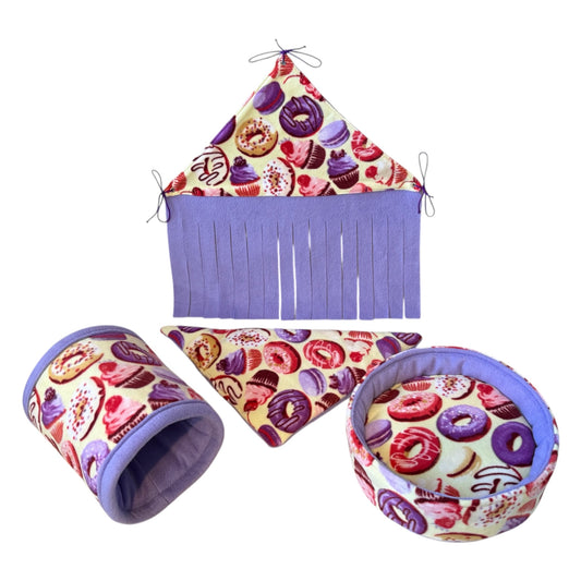 Komplektas jūrų kiaulytėms „Spurgos ir keksiukai“ | Rankų darbo Lietuvoje