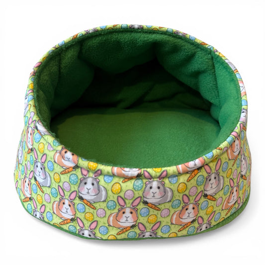 Karieta – flisinis guolis jūrų kiaulytei su kiaulytėm, žalias, velykinis