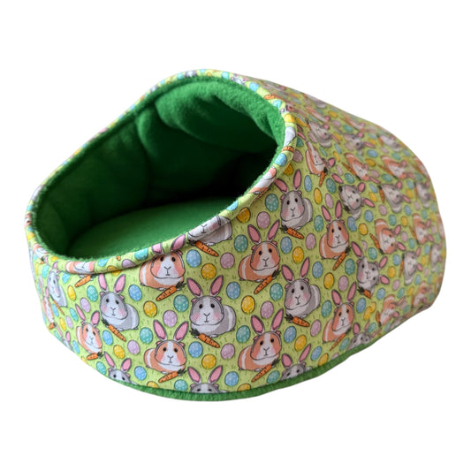 Karieta – flisinis guolis jūrų kiaulytei su kiaulytėm, žalias, velykinis