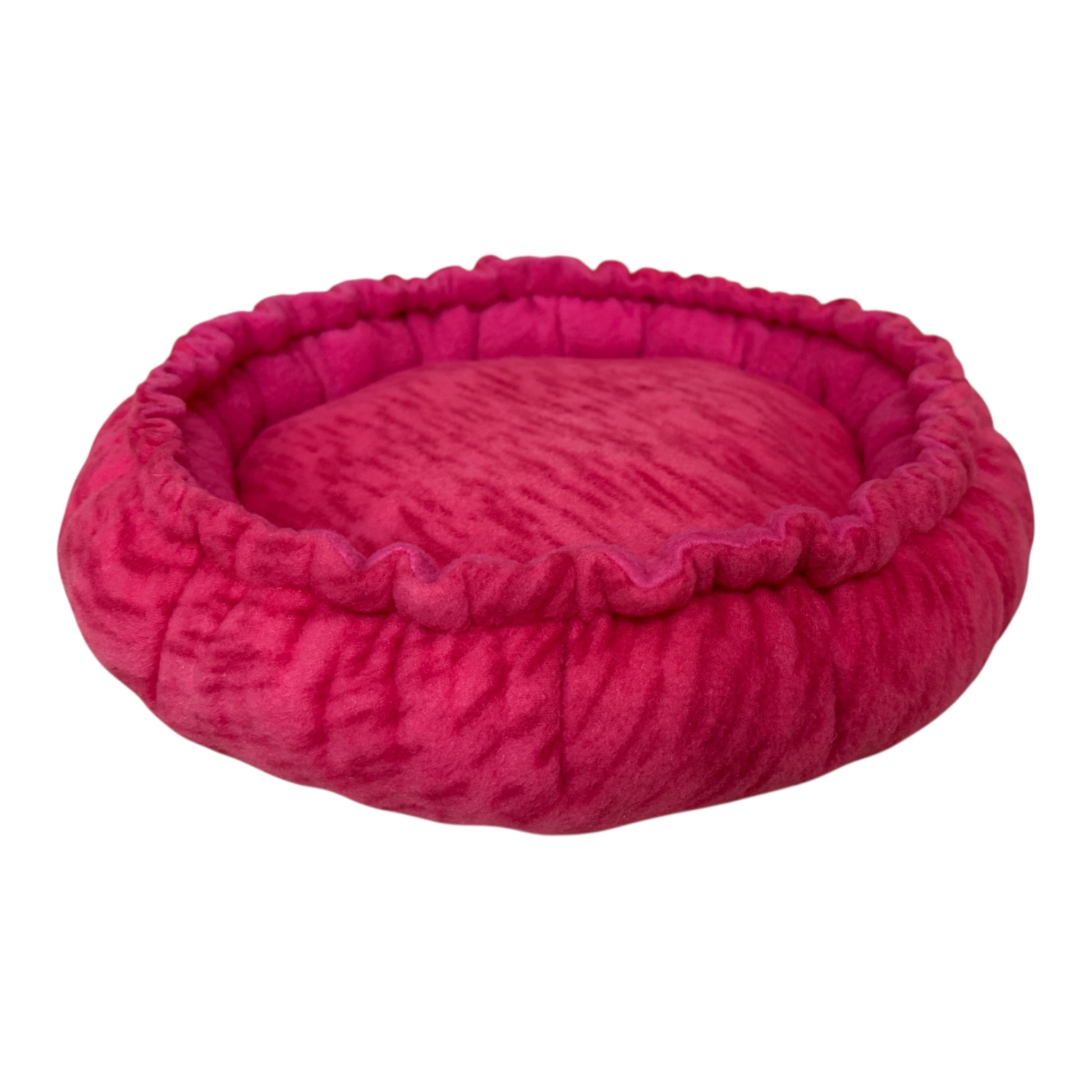 Flisinis guolis Pufas jūrų kiaulytei iš priekio, rožinis su dryžiais, rankų darbo